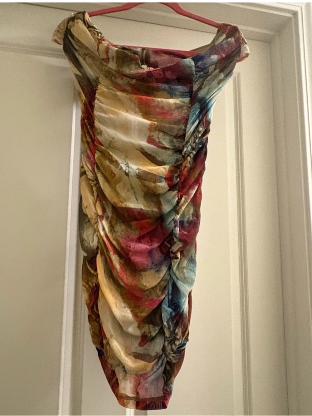 Multicolor Ruched Draped Women's dress